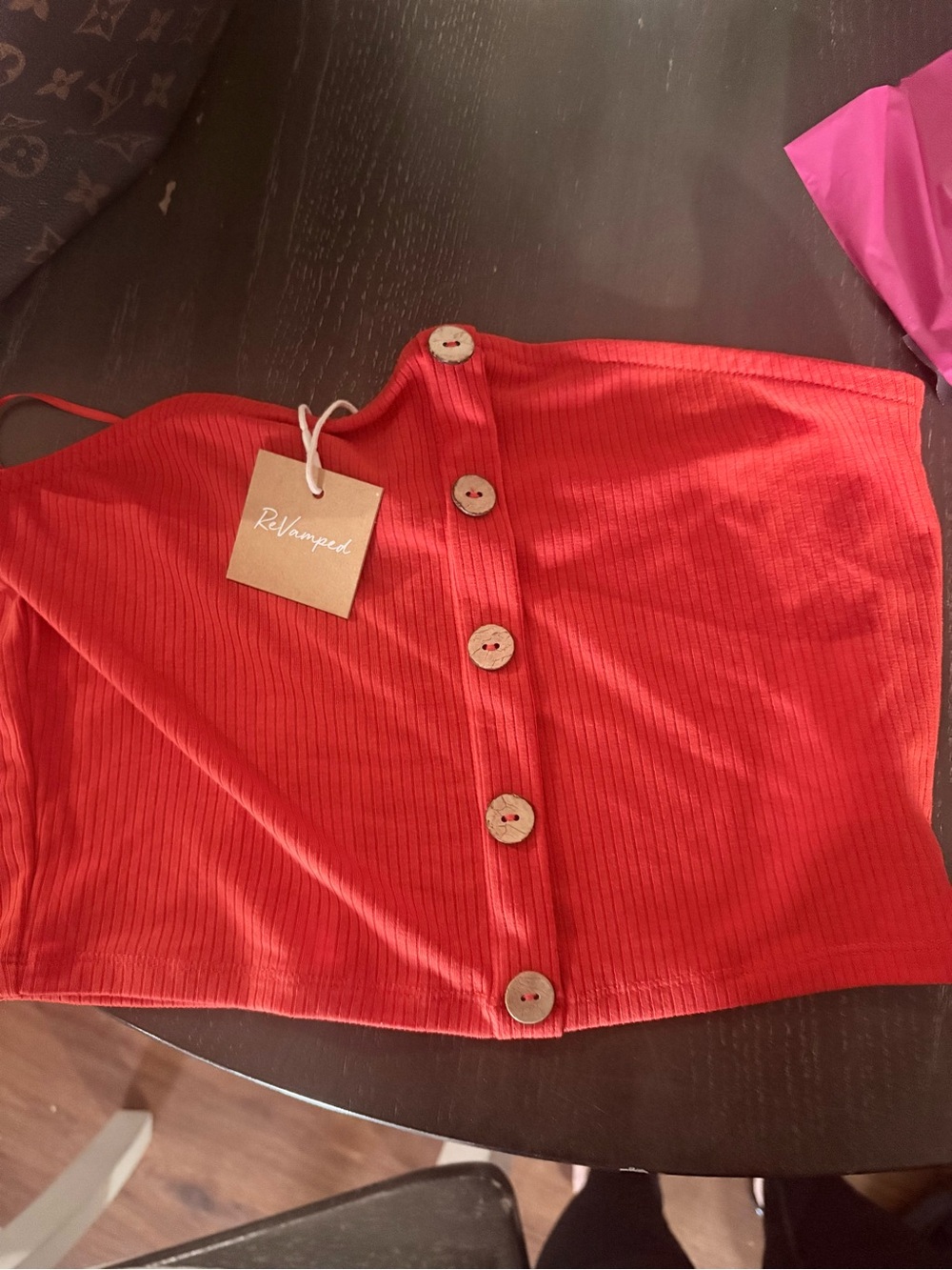 Revamped Red Ribbed Strapless Crop Top